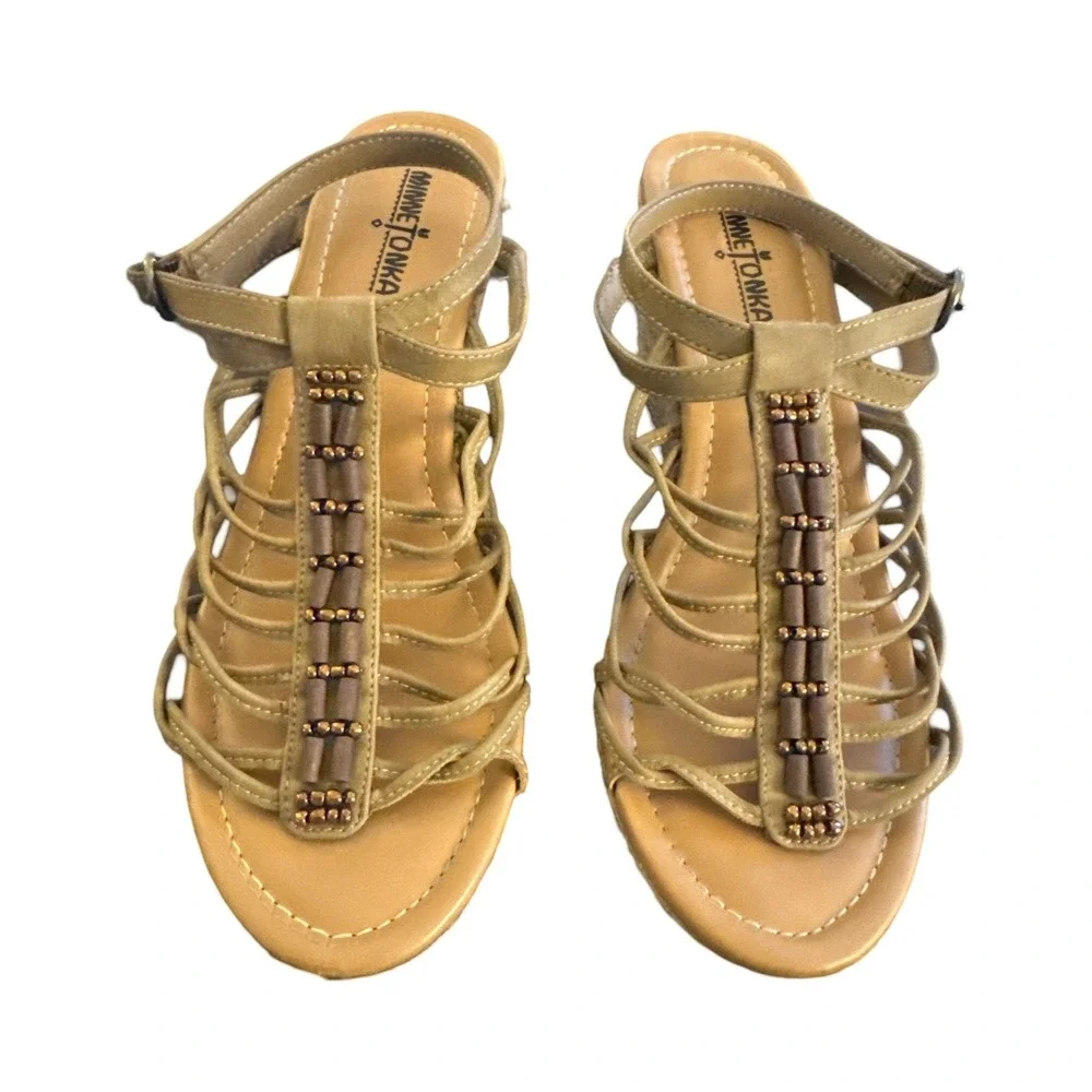 Minnetonka‎ Espadrille Wedge Sandals Size 10 Womens Open Toe Beaded Summer